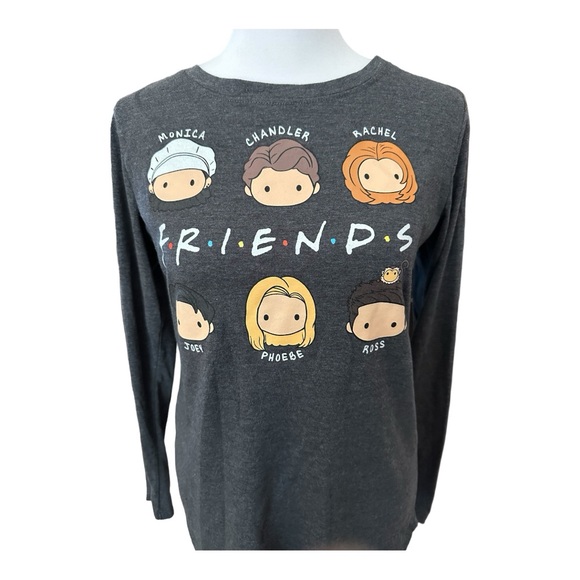FRIENDS Chibi Characters Long Sleeve Gray Shirt Girl’s Size XL (14/16) - Picture 2 of 4